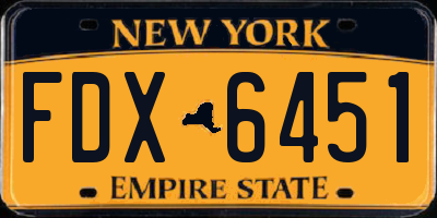 NY license plate FDX6451
