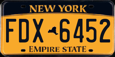 NY license plate FDX6452
