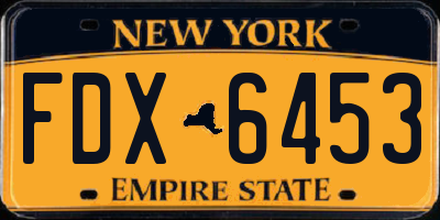 NY license plate FDX6453