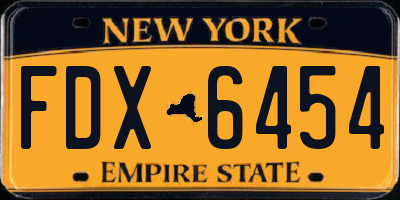 NY license plate FDX6454