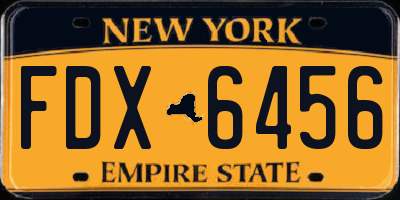 NY license plate FDX6456