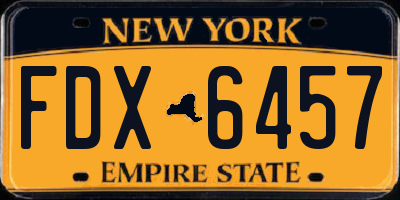 NY license plate FDX6457