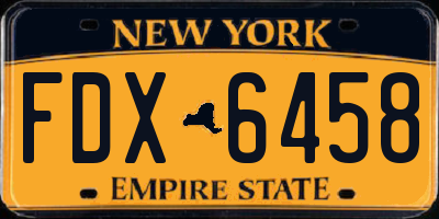 NY license plate FDX6458