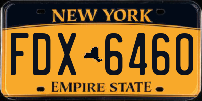 NY license plate FDX6460