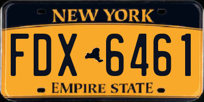 NY license plate FDX6461