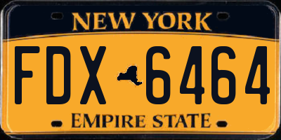 NY license plate FDX6464
