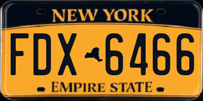 NY license plate FDX6466