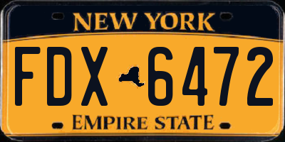 NY license plate FDX6472