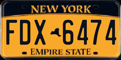 NY license plate FDX6474