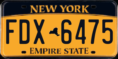 NY license plate FDX6475