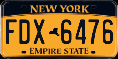 NY license plate FDX6476