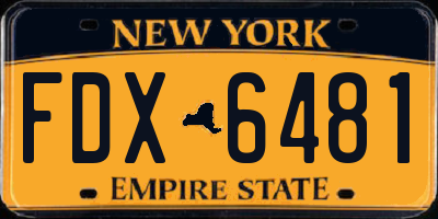 NY license plate FDX6481