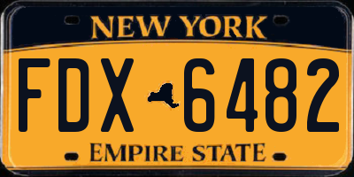 NY license plate FDX6482