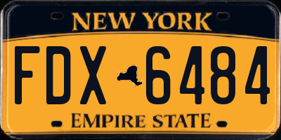 NY license plate FDX6484