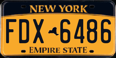 NY license plate FDX6486