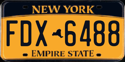 NY license plate FDX6488