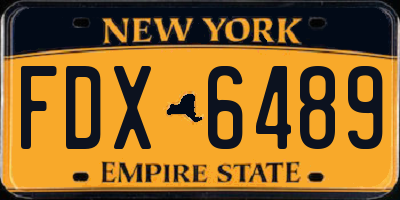 NY license plate FDX6489