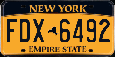 NY license plate FDX6492