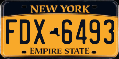 NY license plate FDX6493
