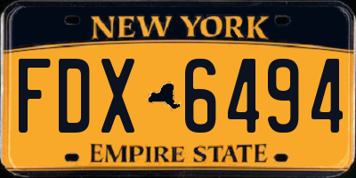 NY license plate FDX6494