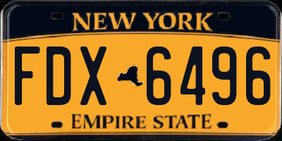NY license plate FDX6496