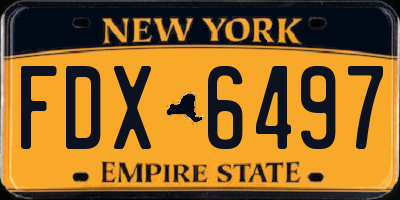 NY license plate FDX6497
