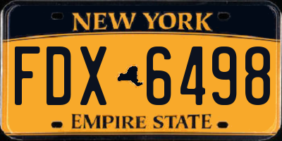 NY license plate FDX6498