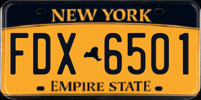 NY license plate FDX6501