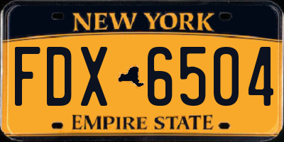 NY license plate FDX6504