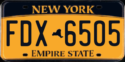 NY license plate FDX6505