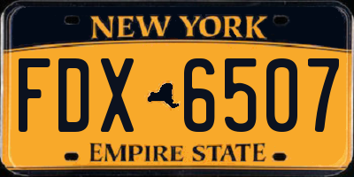 NY license plate FDX6507