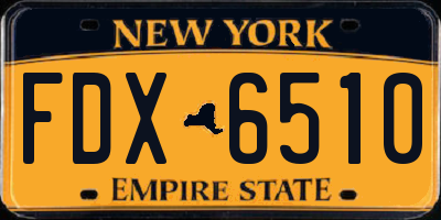 NY license plate FDX6510