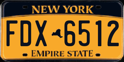 NY license plate FDX6512
