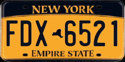 NY license plate FDX6521
