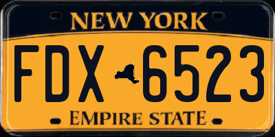 NY license plate FDX6523