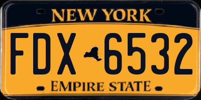 NY license plate FDX6532
