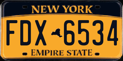NY license plate FDX6534
