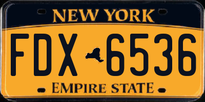 NY license plate FDX6536