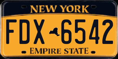 NY license plate FDX6542