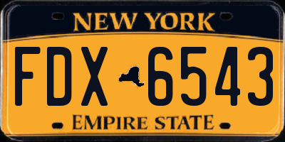 NY license plate FDX6543