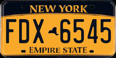 NY license plate FDX6545