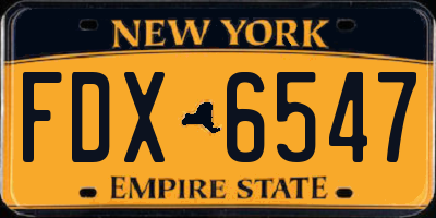 NY license plate FDX6547