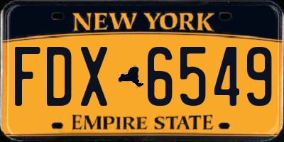 NY license plate FDX6549
