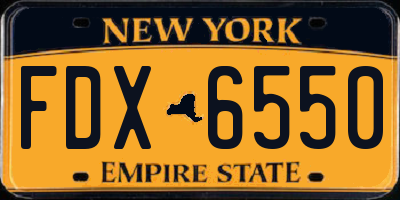 NY license plate FDX6550