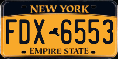 NY license plate FDX6553