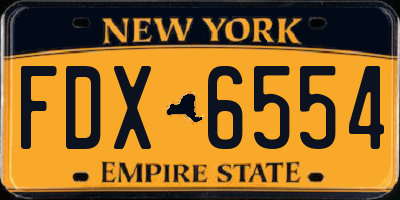 NY license plate FDX6554