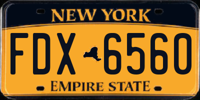NY license plate FDX6560