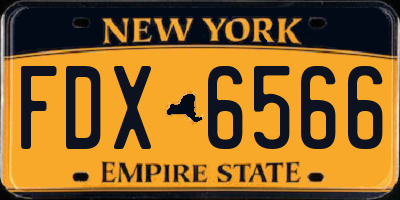 NY license plate FDX6566