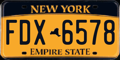 NY license plate FDX6578