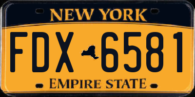 NY license plate FDX6581